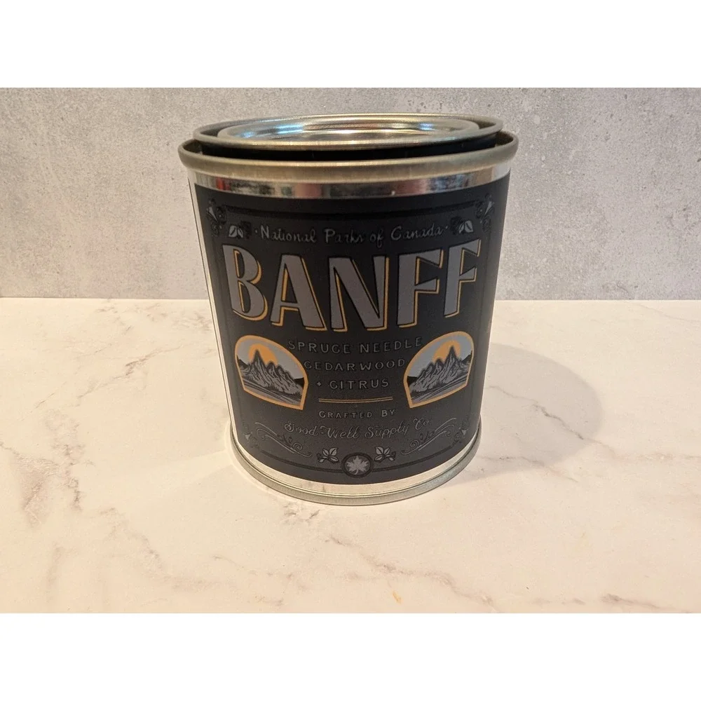 Good Well Supply Co Banff National Park Candle Spruce Cedarwood Citrus Soy Tin